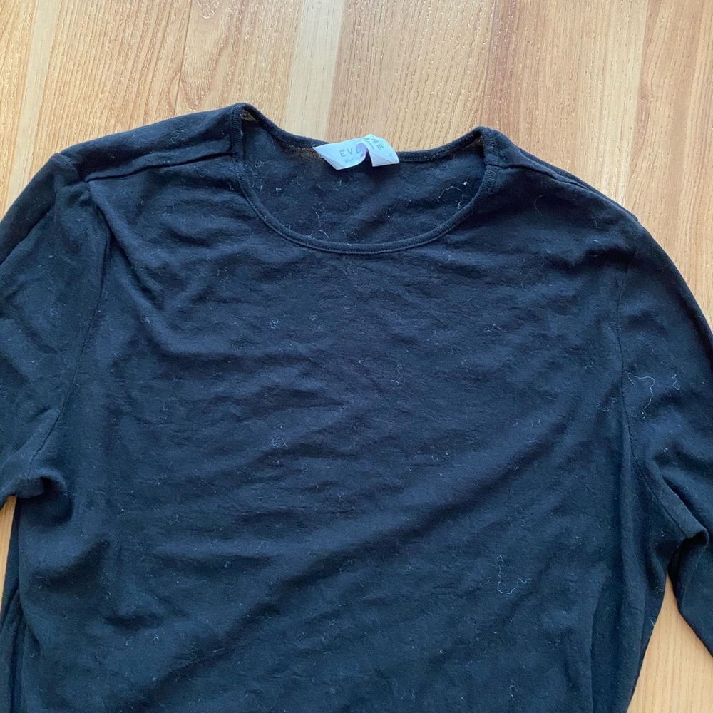 EVERLANE BLACK LONG SLEEVE SEMI SHEER TOP SWEATER MEDIUM - Picture 5 of 6